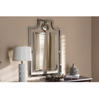 Baxton Studio RXW-5949 Iria Modern and Contemporary Silver Finished Pagoda Wall Accent Mirror